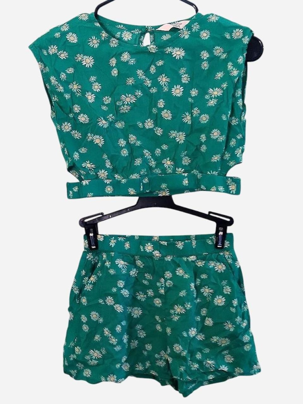 H&M Green Daisy Print Shorts Set